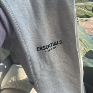 Essentials Fear of God Light Oatmeal Joggers with Logo